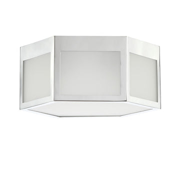 Minimo Hexagon Metal/Frosted Glass LED Flush Mount - JONATHAN Y